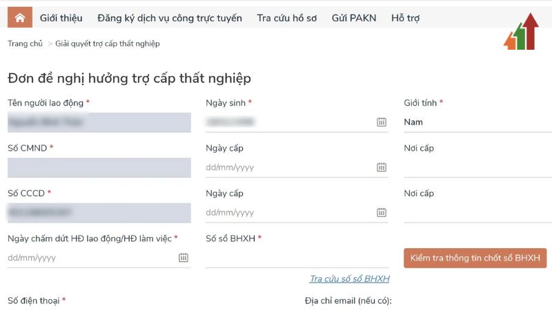 Làm bảo hiểm thất nghiệp cần những giấy tờ gì? - Hồ sơ, thủ tục mới nhất 6 nhap-thong-tin-day-du