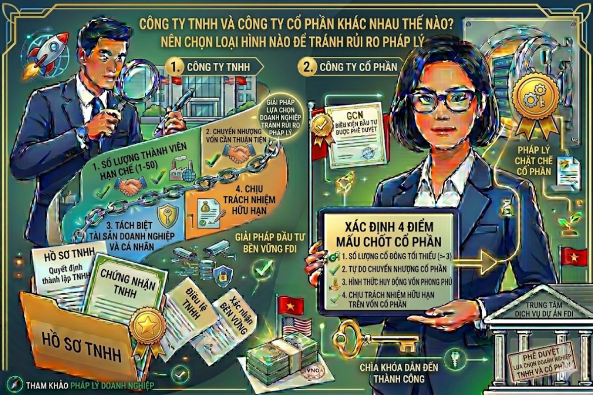 Cong ty TNHH va Cong ty co phan khac nhau the nao Nen chon loai hinh nao de tranh rui ro phap ly